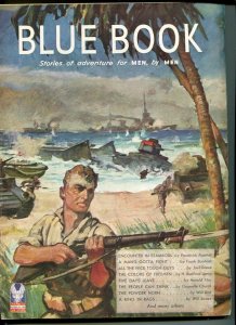 BLUE BOOK PULP-DEC 1942-FN-STOOPS COVER-BEDFORD-JONES-NELSON BOND-BECHDOLT FN