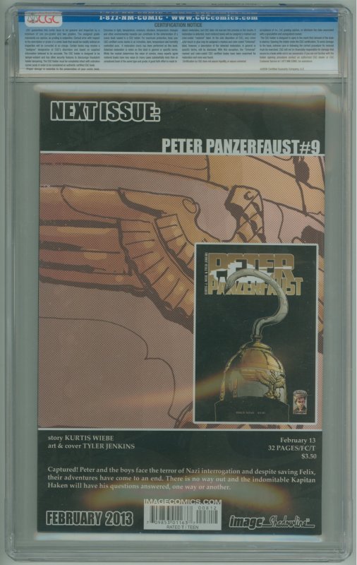 Peter Panzerfaust #8 2nd Printing Variant (2013) CGC 9.8! White Pages!