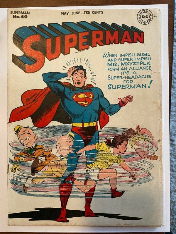 Superman #40 Very Nice Unrestored Golden Age DC Superhero Comic Mr. Mxyztplk!