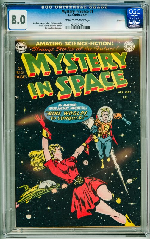 Mystery In Space #1 (1951) CGC 8.0! Cream-OW Pages! Windy City Copy!