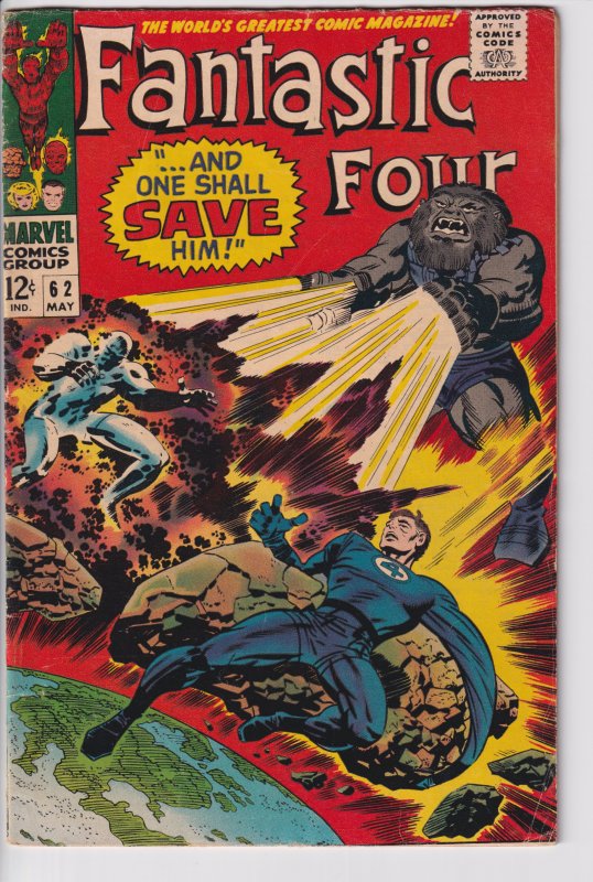 FANTASTIC FOUR #62 (May 1967) VG 4.0 sl yllg to white, small piece out back covr