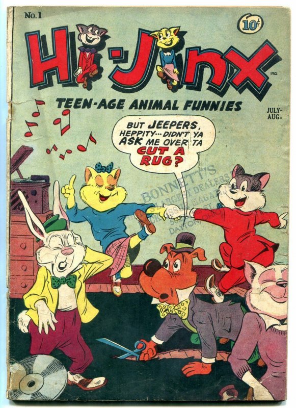 HI-JINX COMICS #1 1947-FUNNY ANIMAL ROCK 'N ROLL-HEPCAT VG