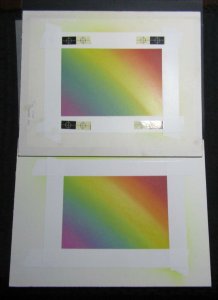 COLORFUL RAINBOW Background LOT of 2 11x9 Greeting Card Art #054