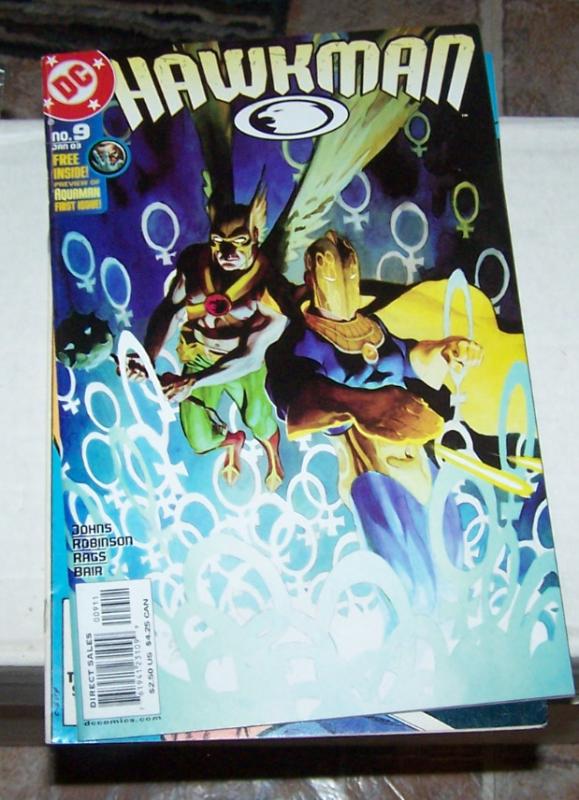 Hawkman #9 (JAN 2003, DC) and  DR FATE HAWKGIRL MAGIC AQUAMAN PREVIEW