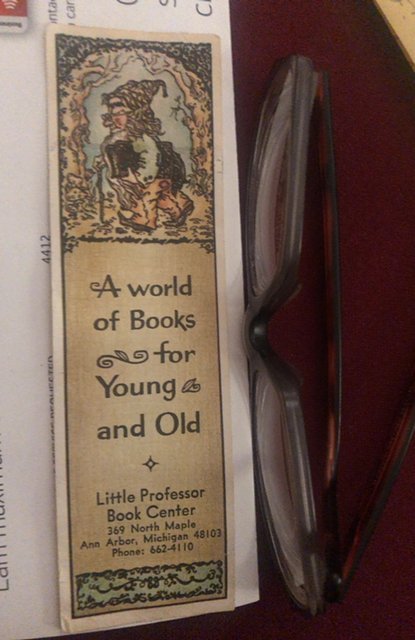 Little professor book center bookmark, Ann Arbor Mi,1970s