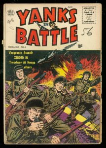 YANKS IN BATTLE #4 1956-WILD COMBAT COVER-QUALITY PUBS G+