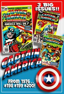 CAPTAIN AMERICA #198, 199, 200 (1976) 8.0 VF KIRBY!  Big Daddy MADBOMB trilogy!