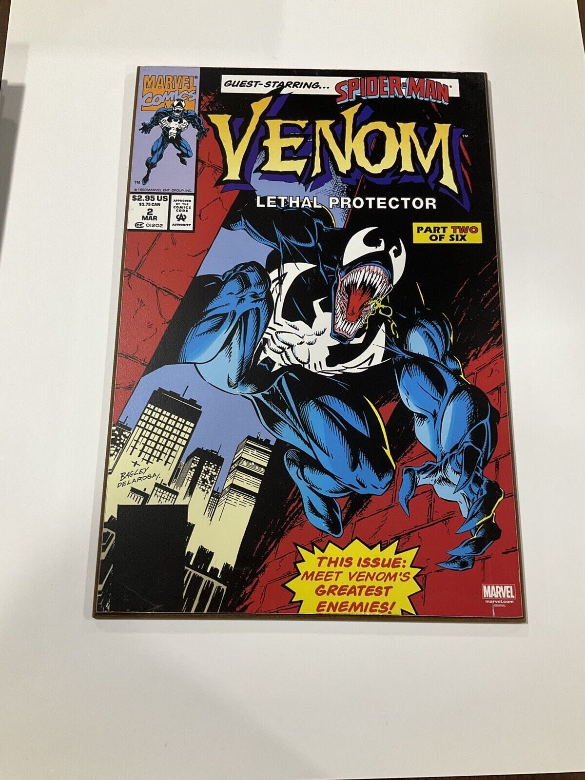 Venom Lethal Protector 2 Cover Wood Wall Art plaque 13x19 Marvel Comics