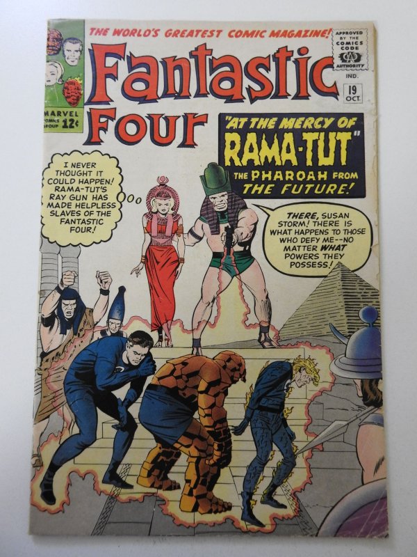 Fantastic Four #19 (1963) VG 1st app of Pharaoh Rama-Tut! stain front/back cover