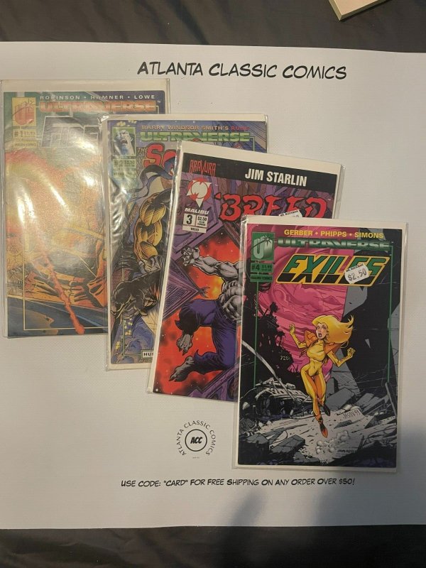 Malibu Comics, Ultraverse Exiles, Breed, Solution, Firearms#1 2 3 4 18 MT2