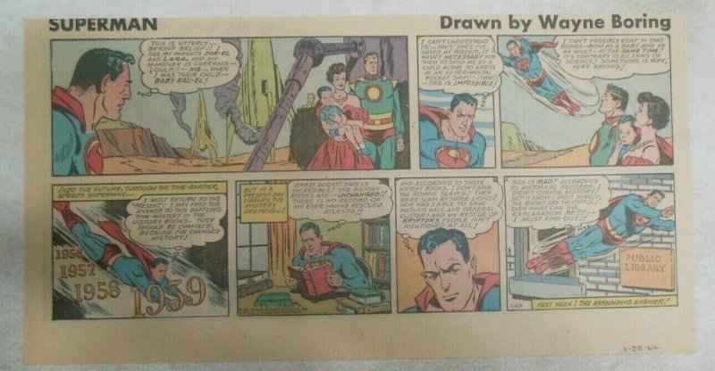 Superman Sunday Page #1163 by Wayne Boring from 1/28/1962 Size ~7.5 x 15 inches