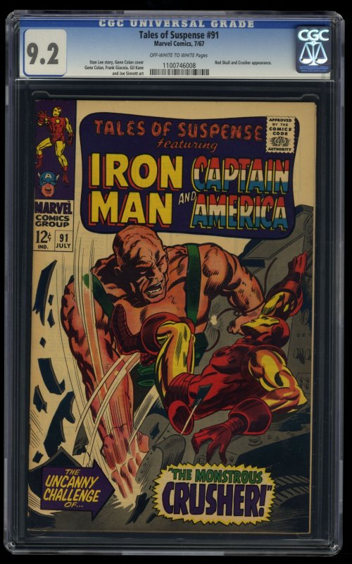 Tales Of Suspense #91 CGC NM- 9.2 Red Skull Iron Man Captain America!