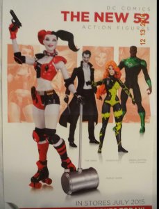 NEW 52 ACTION FIGURES  Promo Poster, 11 x 17, Harley Quinn, Joker, 2014, DC, 353