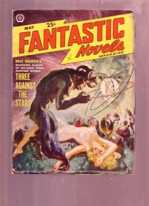 PULP:  FANTASTIC NOVELS MAY 1950 PULP-SAUNDERS GOOD GIRL ART VG