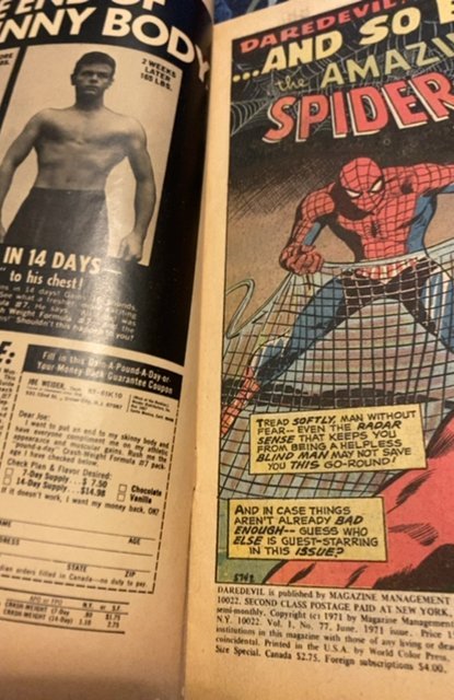 Daredevil #77 (1971)guests Amazing Spider-Man/Namor