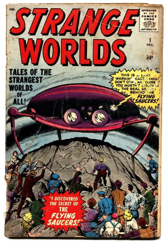 Strange Worlds #1 1958- Marvel comic Jack Kirby Flying Saucer cover