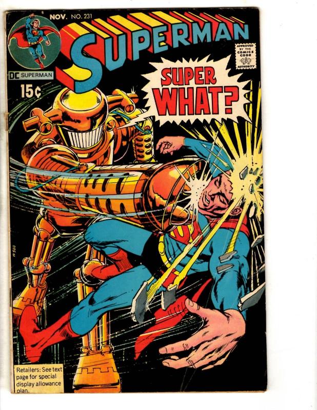 Superman # 231 VG DC Comic Book Wonder Woman Batman Flash Arrow Atom JG9