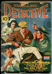 THRILLING DETECTIVE 12/1943-HARD BOILED-GUNFIGHT COVER-VILOENT PULP-good minus