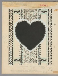 Vintage VALENTINE Heart & Border 8x10 #3227 Greeting Card Original Art