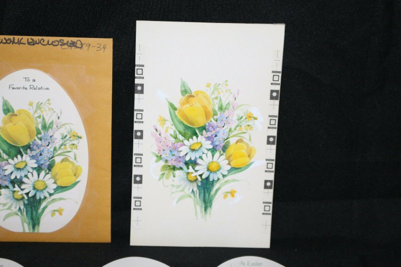 Various Flowers - Yellow Tulips 'Favorite' - Easter Greeting Card Painted Art