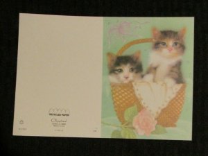 NOTE CARD Beautiful Kittens in Basket 10x12 Greeting Card Art #2022 w 1 Card