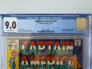 Captain America 127 CGC 9.0 Tony Stark Nick Fury (1970)