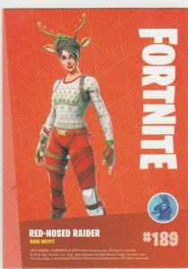 Fortnite Red-Nosed Raider 189 Rare Outfit Panini 2019 trading card series 1
