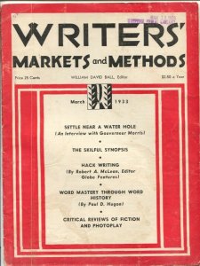 Writers' Markets and Methods 3/1933-Shadow Mysteries-War Birds-hack writing-G/VG