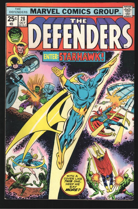 DEFENDERS 27 F 6.0 #28 F/VF 7.0;1st APPEARANCE STARHAWK.