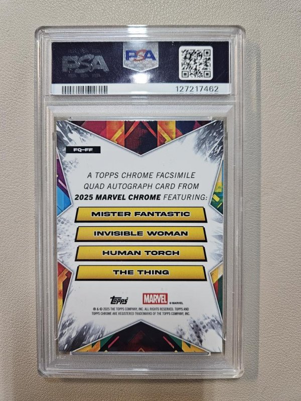 2025 Topps Chrome Marvel FANTASTIC FOUR Quad Autograph /8 (PSA 8)