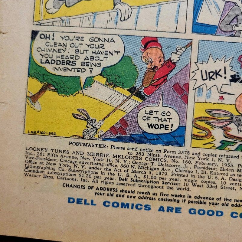 LOONEY TUNES & MERRY MELODIES #160 GD+ (Dell 1955) Golden Age BUGS BUNNY Cover