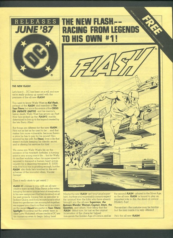 DC Releases Promotional Flyer #37  / Flash /  June 1987