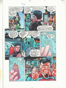 JLA #45 p.7 Color Guide Art - Superman Wonder Woman Green Lantern by John Kalisz