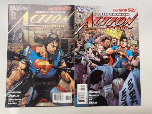 3 Superman Action Comics DC comic books #2 3 4 20 KM8