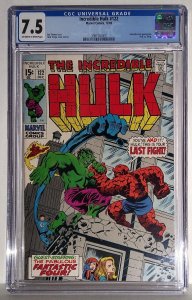 INCREDIBLE HULK 122 (1969) CGC 7.5 Very Fine-.  Hulk vs. Thing Key Issue.