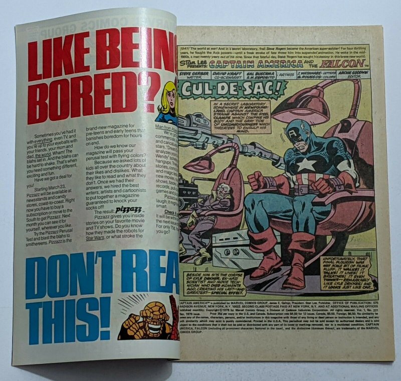 Captain America #221 (May 1978, Marvel) VF- 7.5 Avengers & Ameridroid app
