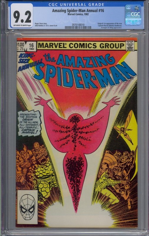 AMAZING SPIDER-MAN ANNUAL #16 CGC 9.2 1ST MONICA RAMBEAU 