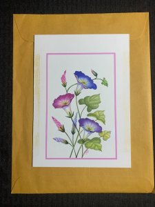 GOOD LUCK Purple & Blue Flowers 6x8.5 Greeting Card Art #M94021 w/ 11 Cards