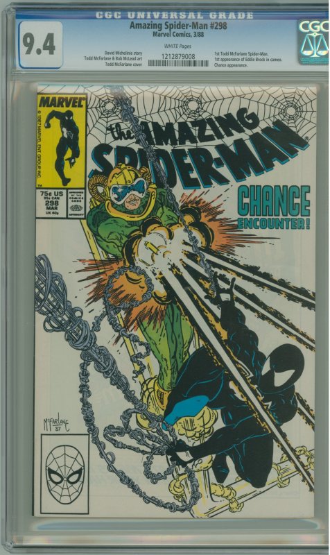 The Amazing Spider-Man #298 (1988) CGC 9.4! 1st Todd McFarlane Spider-Man!