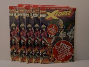 X-force #1 poly bagged Lot Of 5 -Shatterstar Deadpool Team Cable And Sunspot Crd