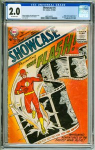 Showcase #4 (1956) CGC 2.0! OW Pages! 1st Appearance of the Silver Age Flash!