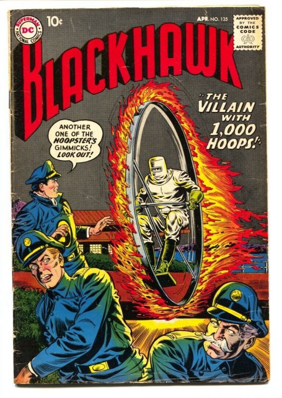 BLACKHAWK COMICS #135 1959-DC COMICS-VILLAIN WITH 1000 HOOPS G/VG