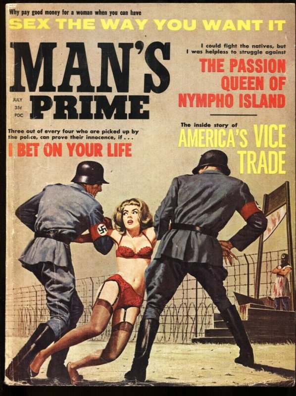 Man's Prime 7/1963-Brutal Nazi execution cover-GGA-Lingerie