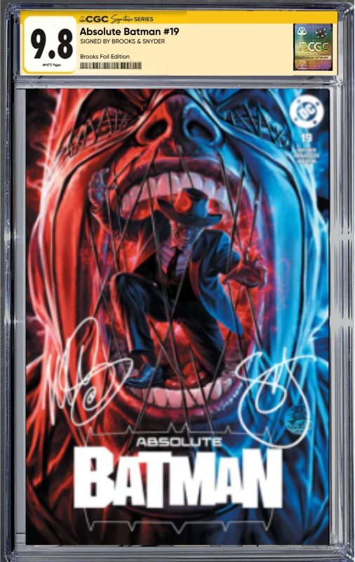 ABSOLUTE BATMAN #19 SS CGC 9.8 ? 2x SIGNED BY MARK BROOKS & SNYDER FOIL TRADE