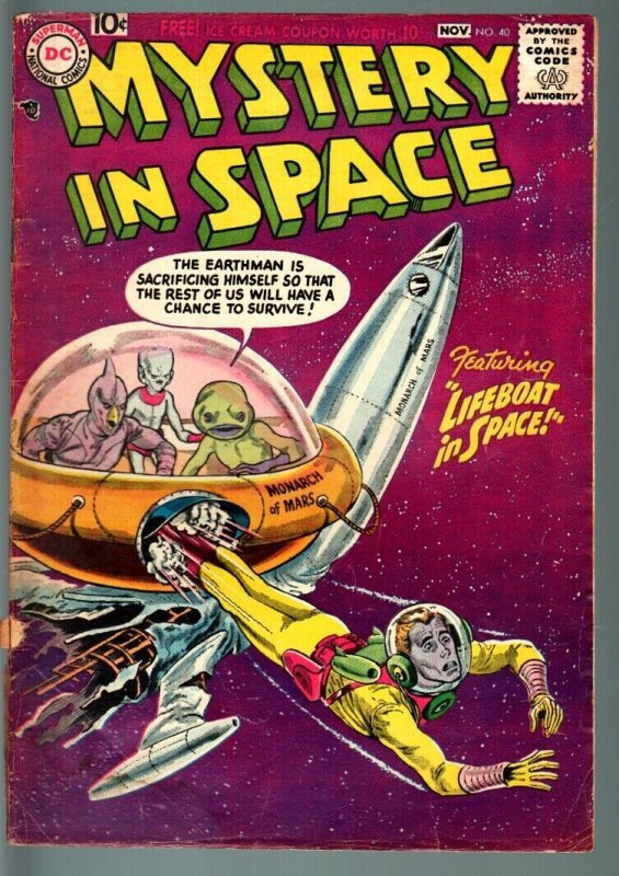 MYSTERY IN SPACE #40-GREY TONE SCIENCE-FI ART ROCKETS-ROBOTS-ALIENS  VG  VG- 