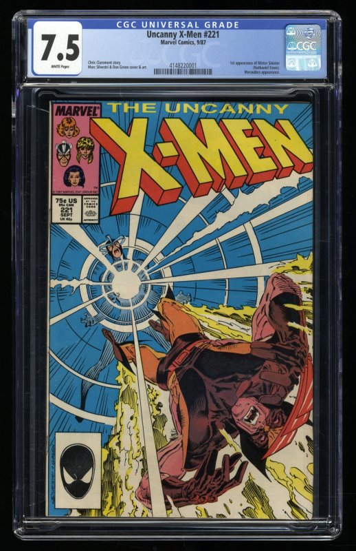 Uncanny X-Men #221 CGC VF- 7.5 White Pages 1st Appearance Mister Sinister!