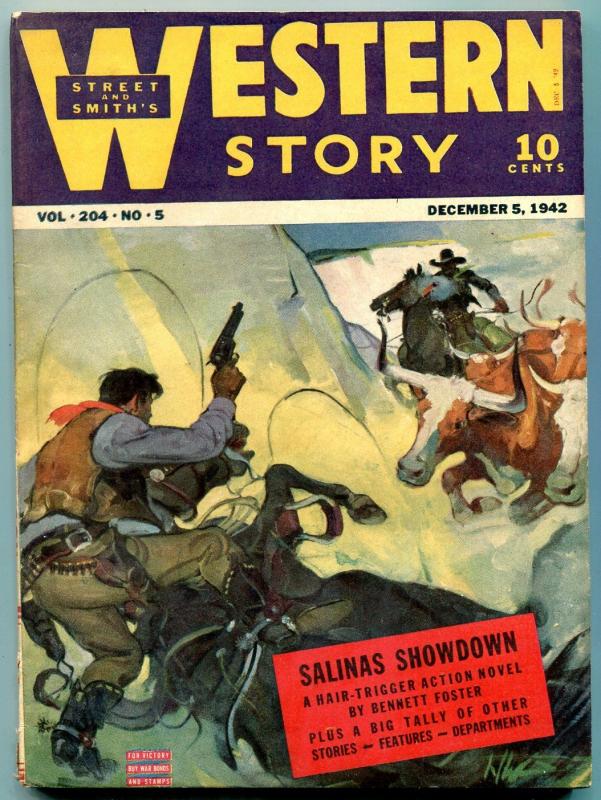 Western Story Magazine Pulp December 5 1942- Bennett Foster VG