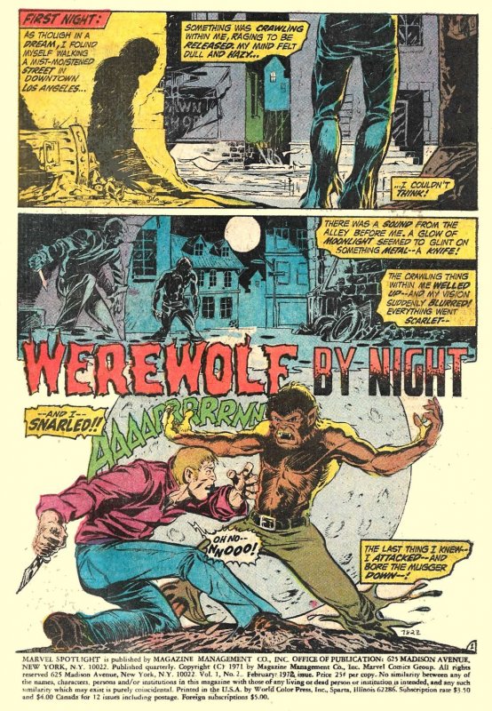 MARVEL SPOTLIGHT #2 (Feb 1972) 6.0 FN 1st WEREWOLF BY NIGHT! Mike Ploog! 52 pgs!