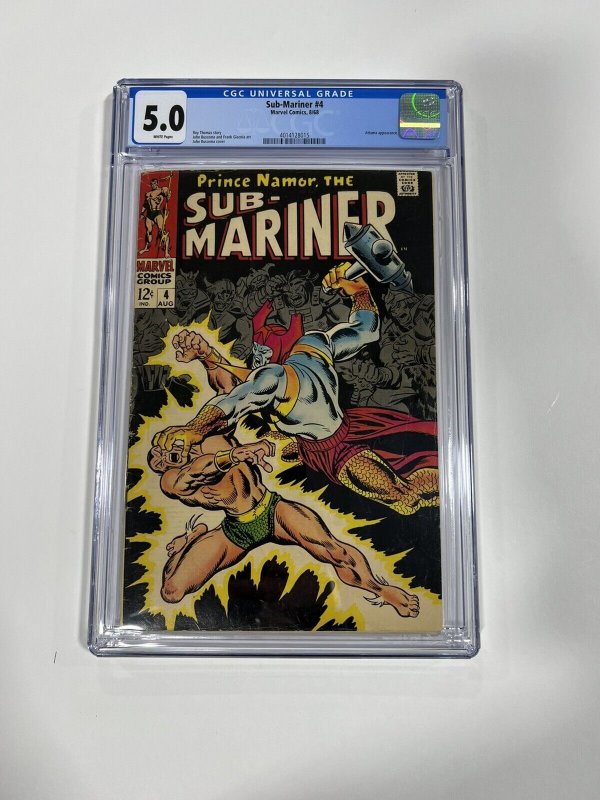 SUB-MARINER 4 CGC 5.0 WHITE PAGES MARVEL 1968