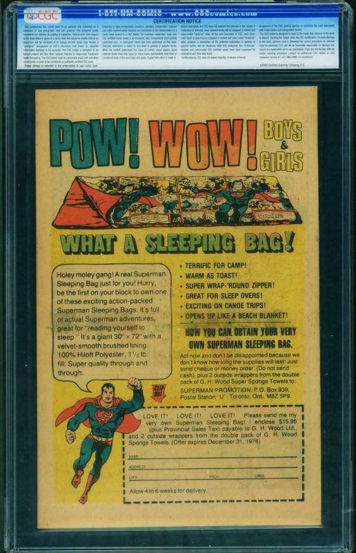 Action #1 1976 CGC Graded 9.8 1st Superman-rare SLEEPING BAG Reprint 0245662005